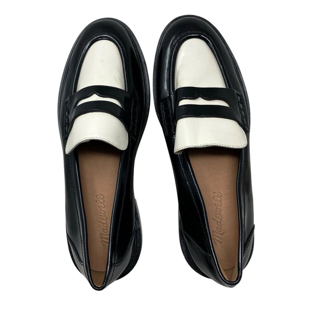 Madewell Black Ivory Leather Chunky Penny Loafers Vernon‎
